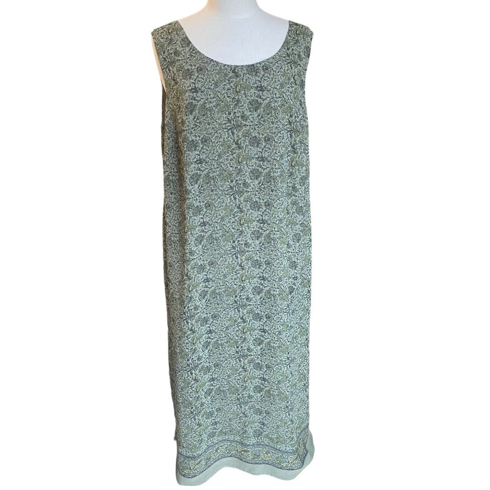 Vintage 90s Venezia Floral Print Sleeveless Maxi Dress Sage Fairy Grunge 18/20